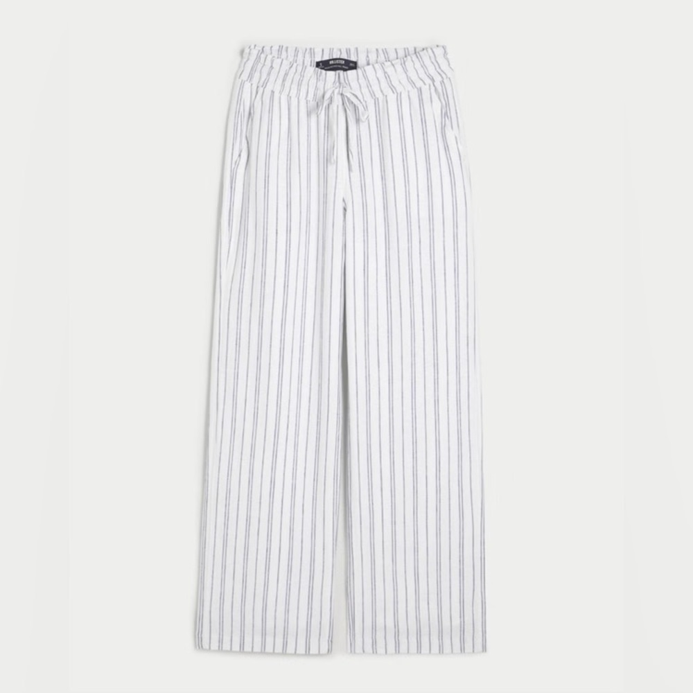 Hollister White and Blue Striped Wide Leg Pants